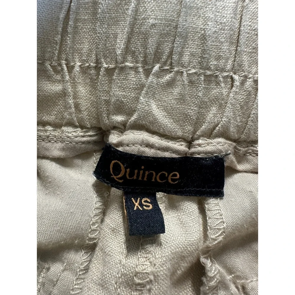 Quince Wide Leg Pant Women XS Driftwood Beige Excellent 100% European Linen
